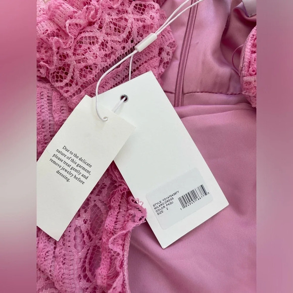 NWT likely Milaro midi Dress off shoulders bodycon lace in Pink Sugar size 2 - Picture 9 of 14